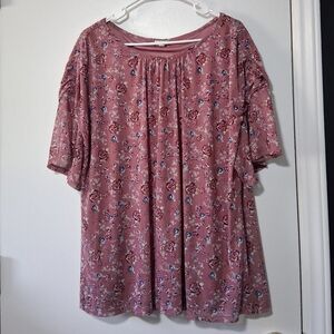 Eyeshadow Floral Mauve Blouse Size 2X